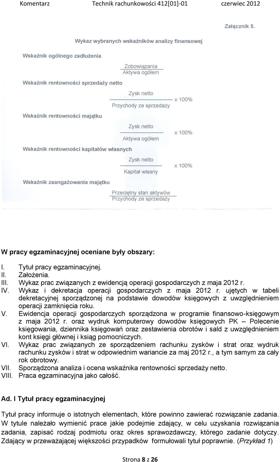 Ewidencja operacji gospodarczych sporządzona w programie finansowo-księgowym z maja 2012 r.