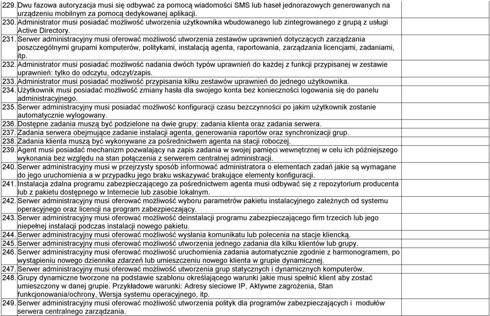 Serwer administracyjny musi oferować możliwość utworzenia zestawów uprawnień dotyczących zarządzania poszczególnymi grupami komputerów, politykami, instalacją agenta, raportowania, zarządzania