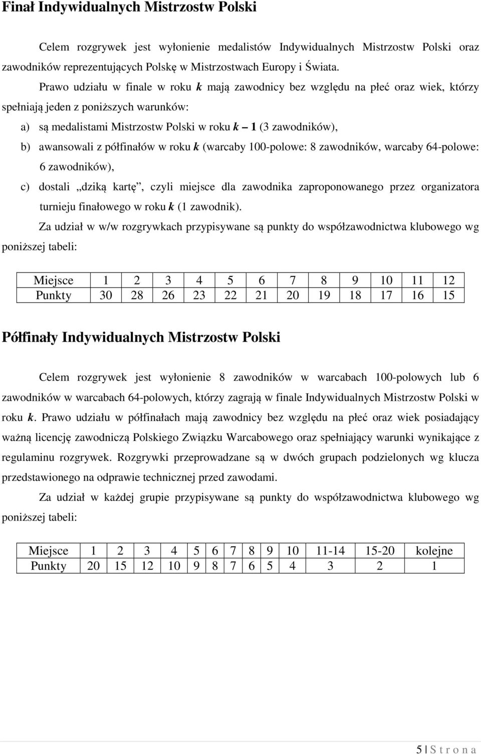 awansowali z półfinałów w roku k (warcaby 100-polowe: 8 zawodników, warcaby 64-polowe: 6 zawodników), c) dostali dziką kartę, czyli miejsce dla zawodnika zaproponowanego przez organizatora turnieju