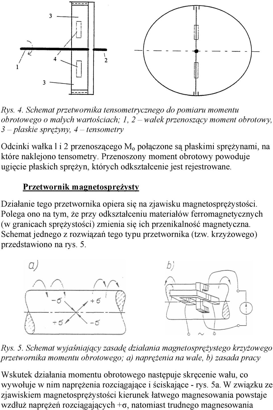 o połączone są płaskimi sprężynami, na które naklejono tensometry. Przenoszony moment obrotowy powoduje ugięcie płaskich sprężyn, których odkształcenie jest rejestrowane.