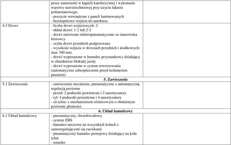 przednich i środkowych: max 340 mm.