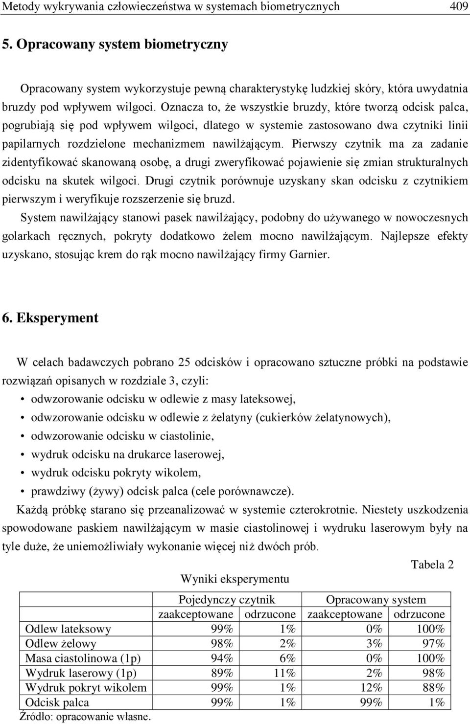 Oznacza to, że wszystkie bruzdy, które tworzą odcisk palca, pogrubiają się pod wpływem wilgoci, dlatego w systemie zastosowano dwa czytniki linii papilarnych rozdzielone mechanizmem nawilżającym.