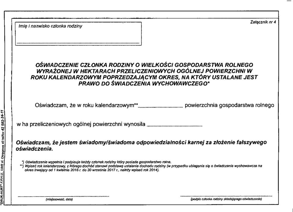 wynosiła..._ Oświadczam, że jestem świadomy/świadoma odpowiedzialności oświadczenia.