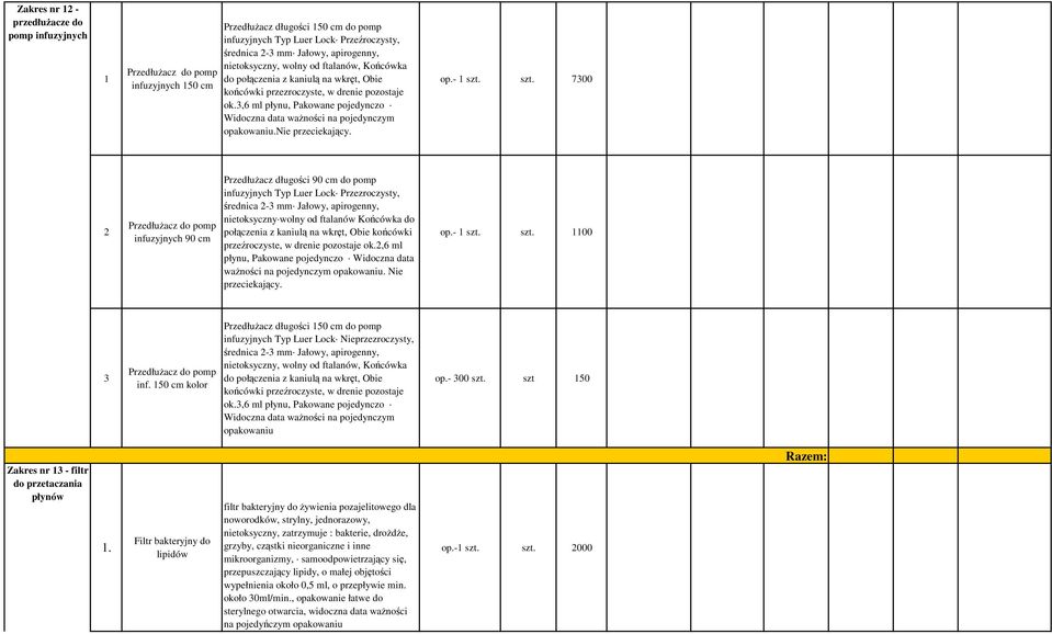 3,6 ml płynu, Pakowane pojedynczo Widoczna data waŝności na pojedynczym opakowaniu.nie przeciekający. op.- szt.