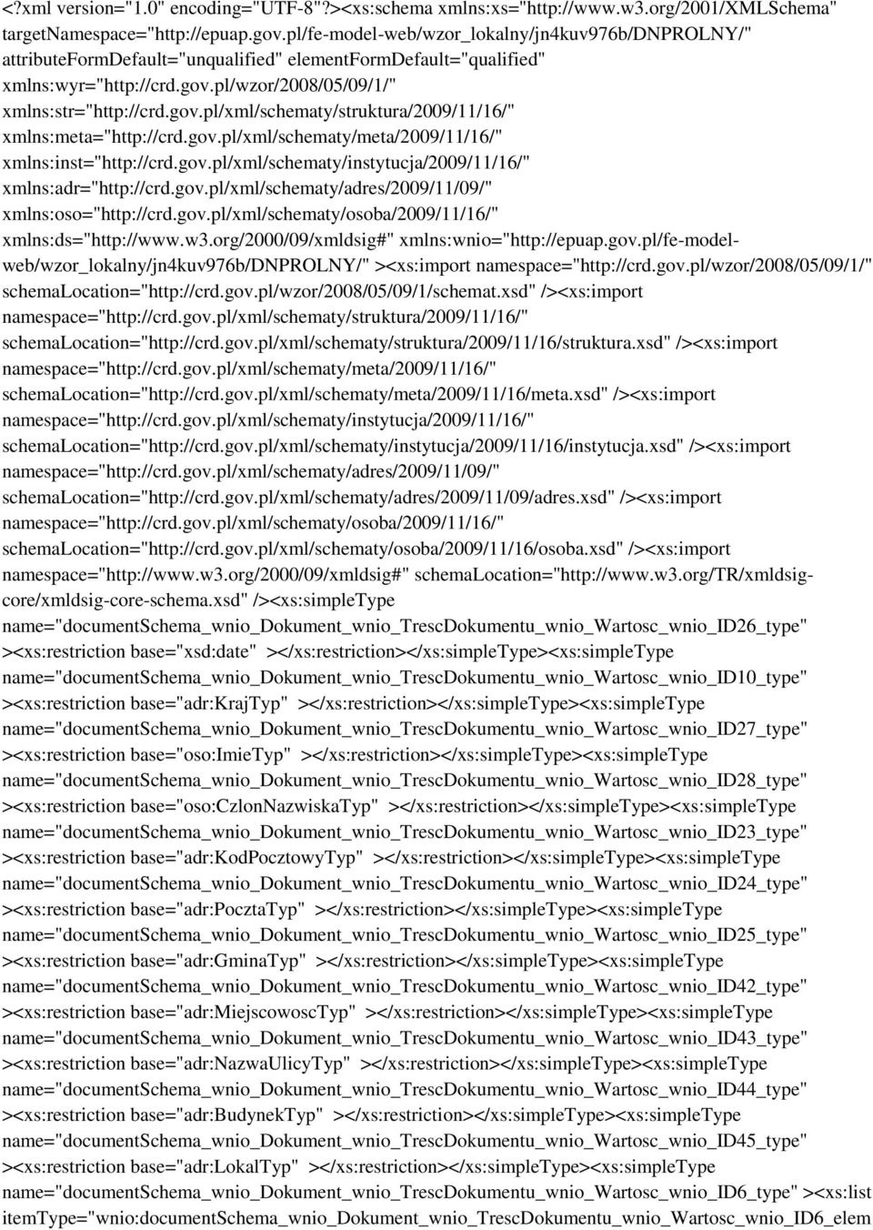 pl/wzor/2008/05/09/1/" xmlns:str="http://crd.gov.pl/xml/schematy/struktura/2009/11/16/" xmlns:meta="http://crd.gov.pl/xml/schematy/meta/2009/11/16/" xmlns:inst="http://crd.gov.pl/xml/schematy/instytucja/2009/11/16/" xmlns:adr="http://crd.