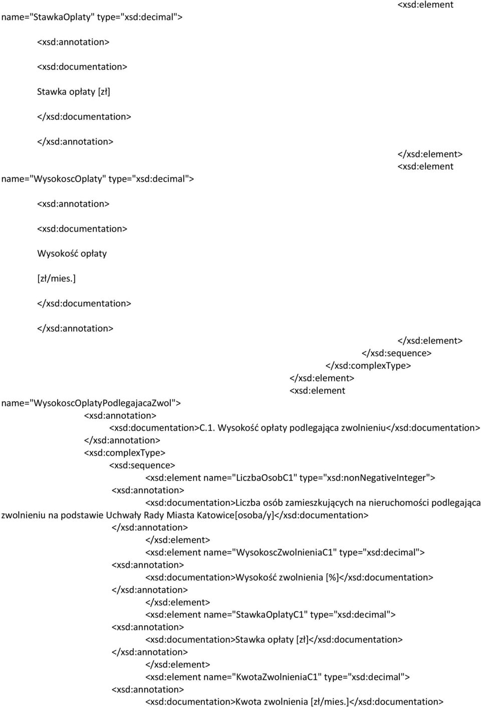 Wysokość opłaty podlegająca zwolnieniu name="liczbaosobc1" type="xsd:nonnegativeinteger"> Liczba osób zamieszkujących na nieruchomości podlegająca