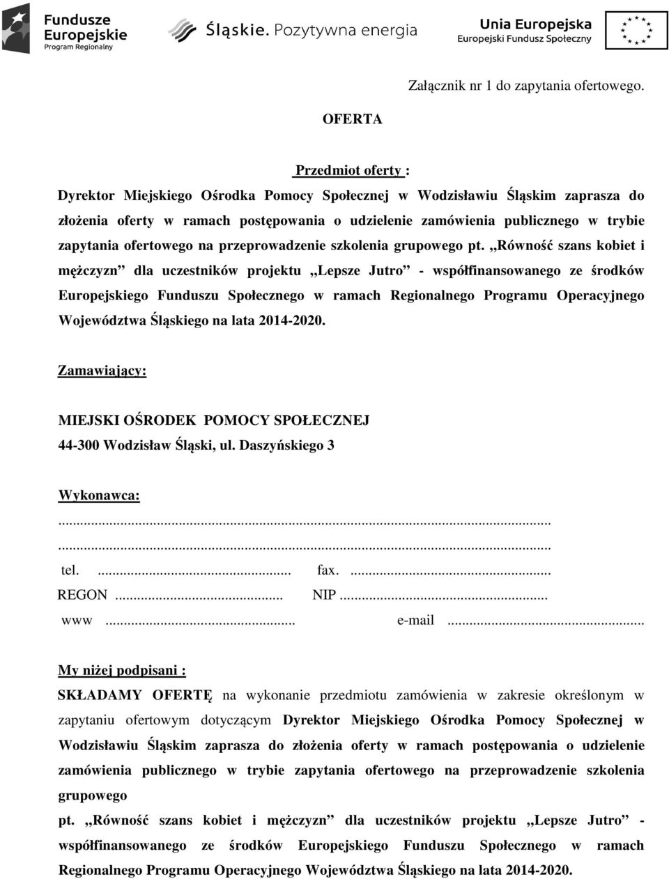 ofertowego na przeprowadzenie szkolenia grupowego pt.