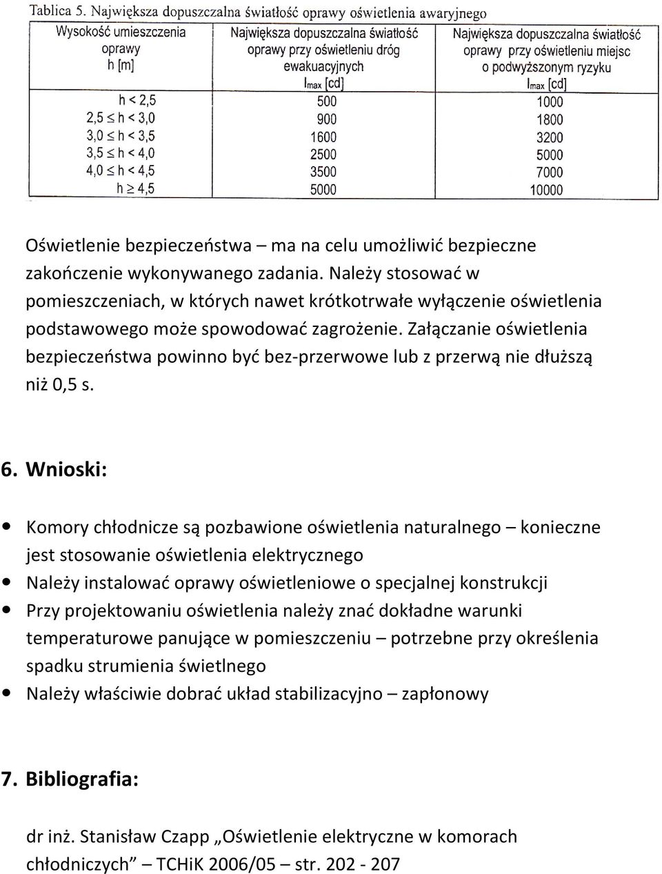 Załączanie oświetlenia bezpieczeostwa powinno byd bez-przerwowe lub z przerwą nie dłuższą niż 0,5 s. 6.