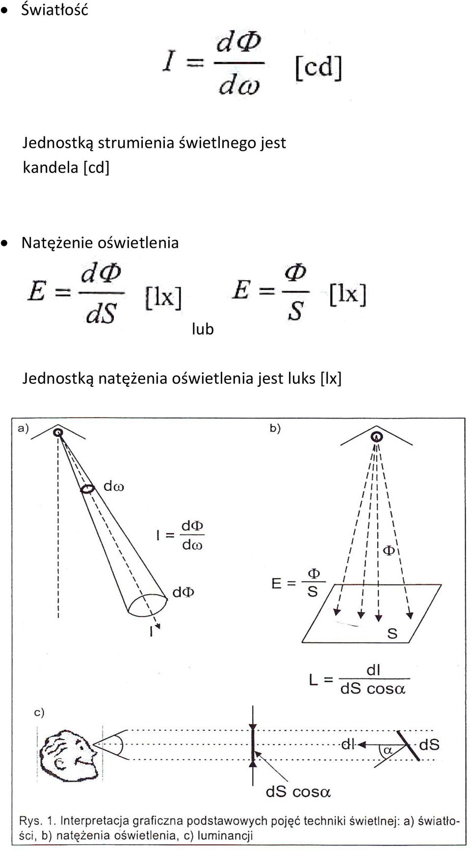 Natężenie oświetlenia lub