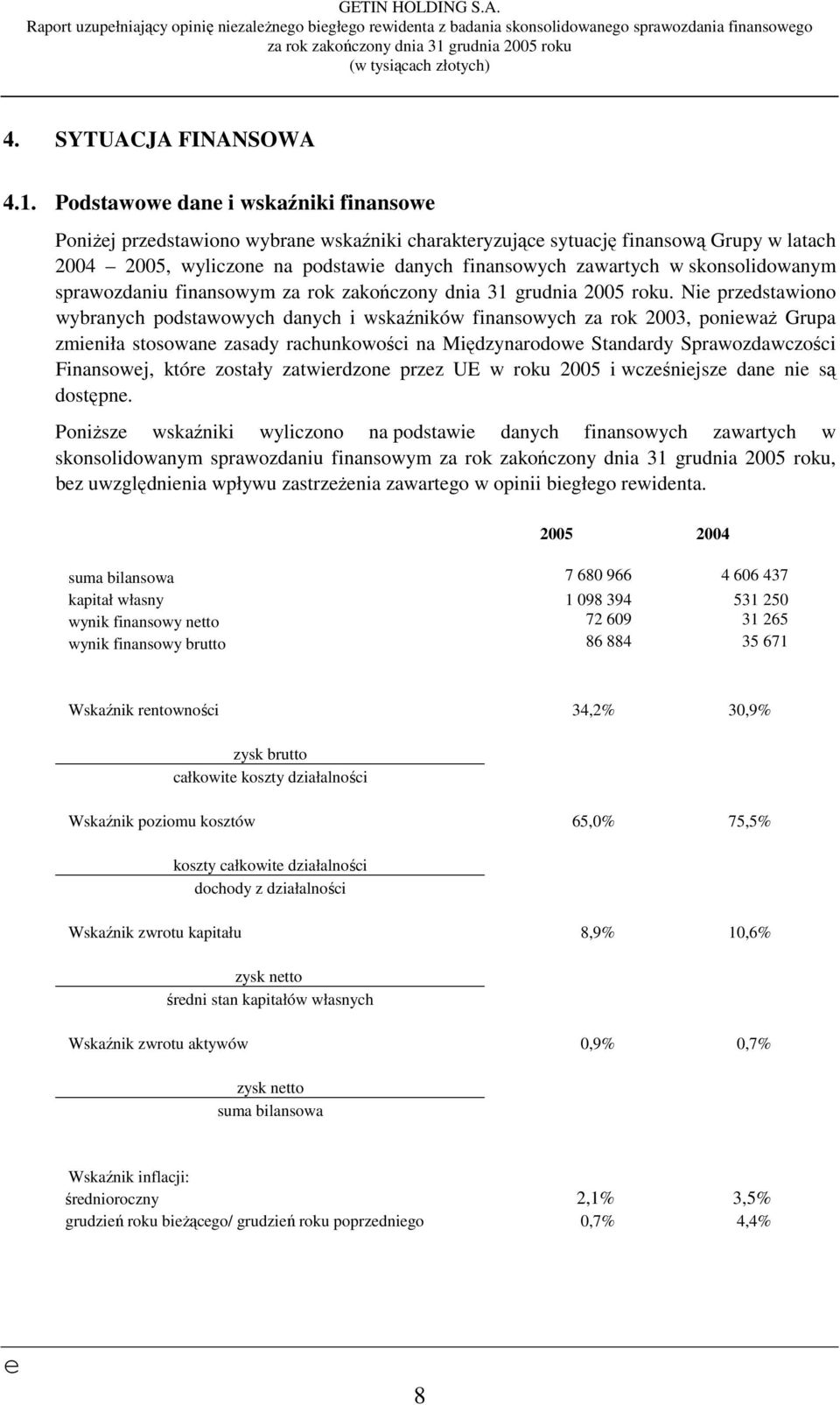 sprawozdaniu finansowym.