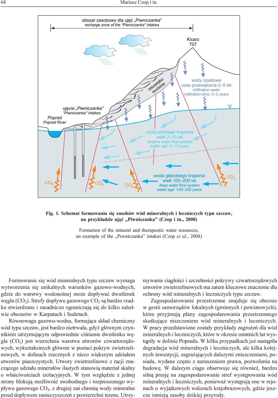 , 2008) Formowanie siê wód mineralnych typu szczaw wymaga wytworzenia siê unikalnych warunków gazowo-wodnych, gdzie do warstwy wodonoœnej mo e dop³ywaæ dwutlenek wêgla (CO 2 ).