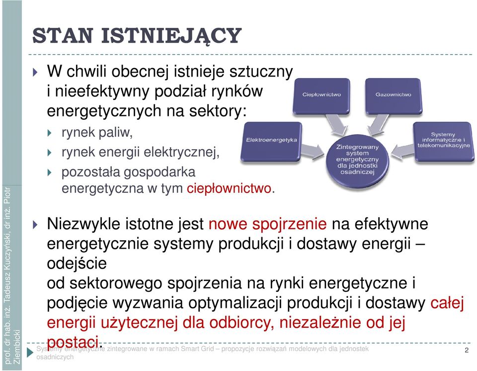 Niezwykle istotne jest nowe spojrzenie na efektywne energetycznie systemy produkcji i dostawy energii odejście od