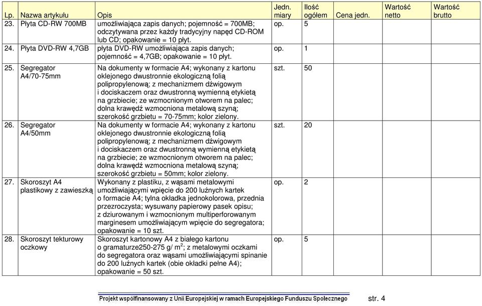 Skoroszyt tekturowy oczkowy oklejonego dwustronnie ekologiczną folią szerokość grzbietu = 70-75mm; kolor zielony. oklejonego dwustronnie ekologiczną folią szerokość grzbietu = 50mm; kolor zielony.