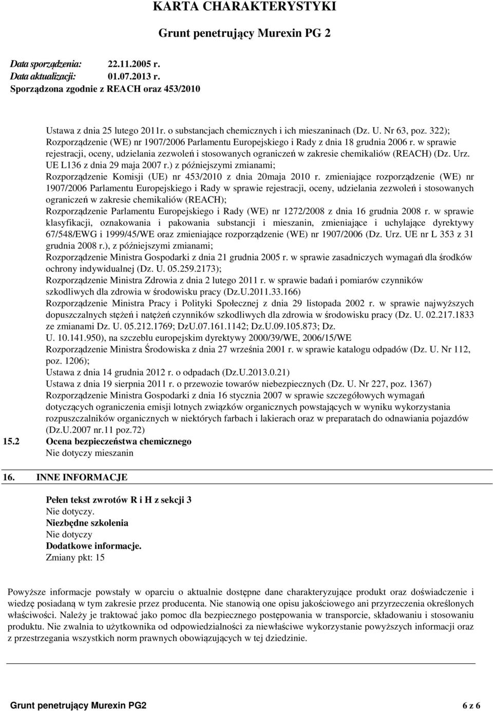 ) z późniejszymi zmianami; Rozporządzenie Komisji (UE) nr 453/2010 z dnia 20maja 2010 r.