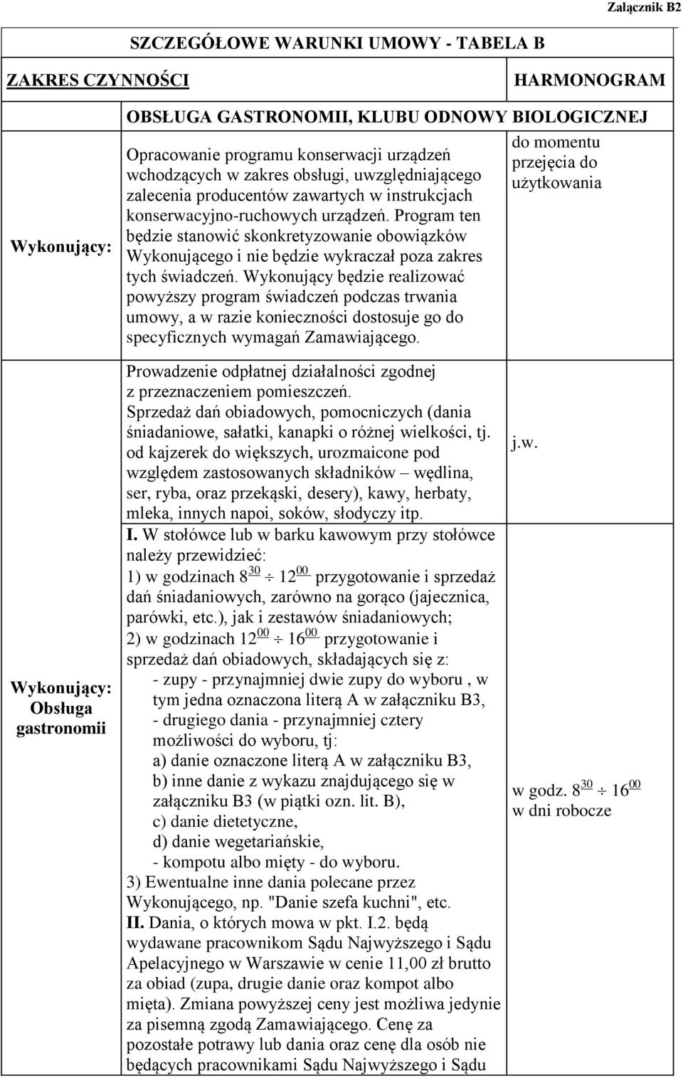 Program ten będzie stanowić skonkretyzowanie obowiązków Wykonującego i nie będzie wykraczał poza zakres tych świadczeń.