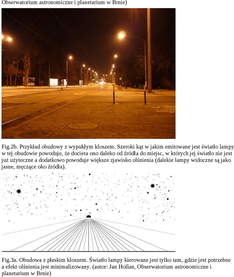 jest już użyteczne a dodatkowo powoduje większe zjawisko olśnienia (dalekie lampy widoczne są jako jasne, męczące oko źródła). Fig.3a.