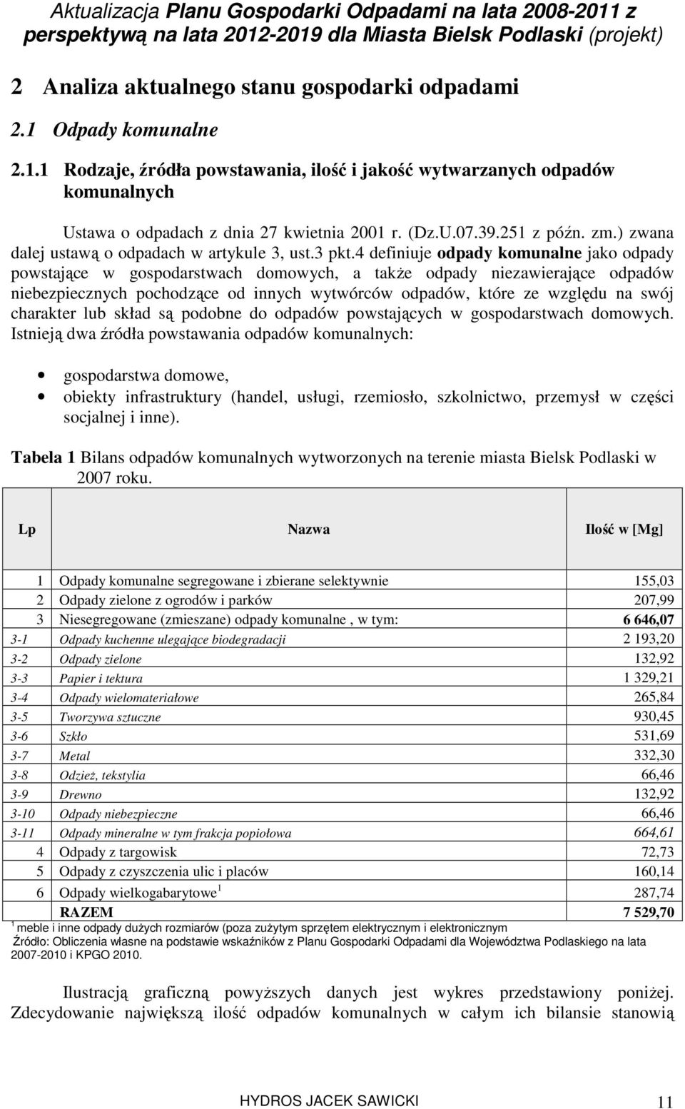 4 definiuje odpady komunalne jako odpady powstające w gospodarstwach domowych, a takŝe odpady niezawierające odpadów niebezpiecznych pochodzące od innych wytwórców odpadów, które ze względu na swój
