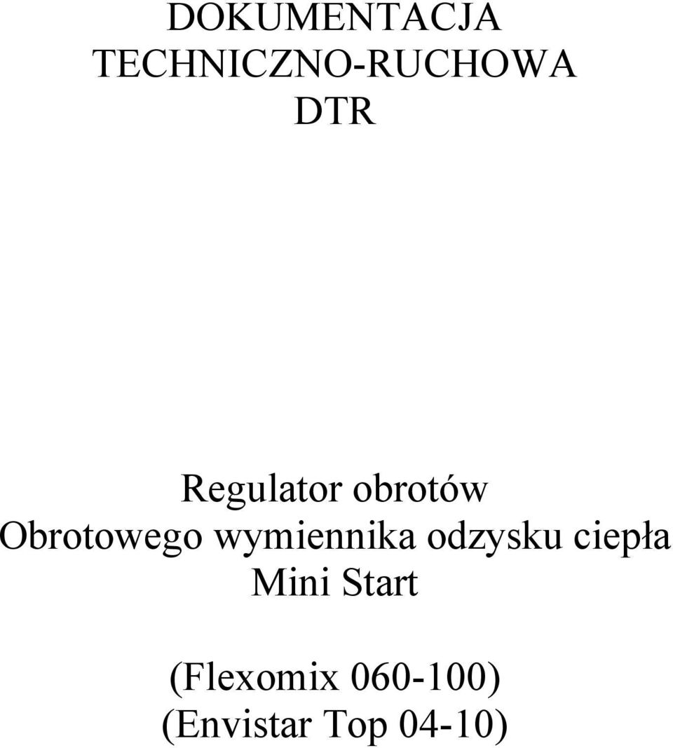 wymiennika odzysku ciepła Mini