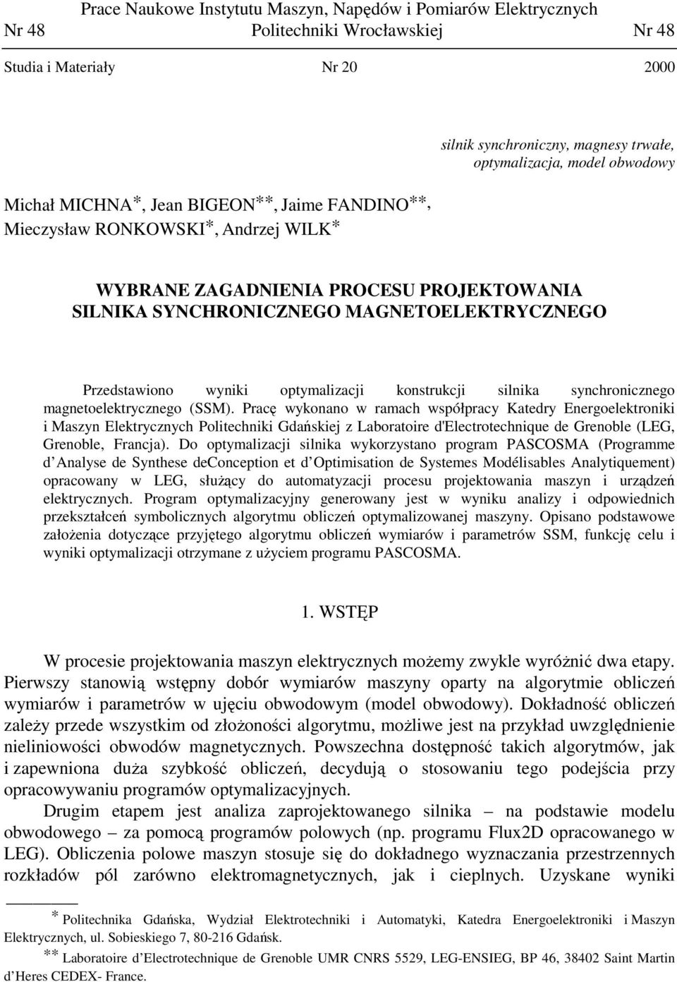 kontrukcji ilnika ynchronicznego magnetoelektrycznego (SSM).