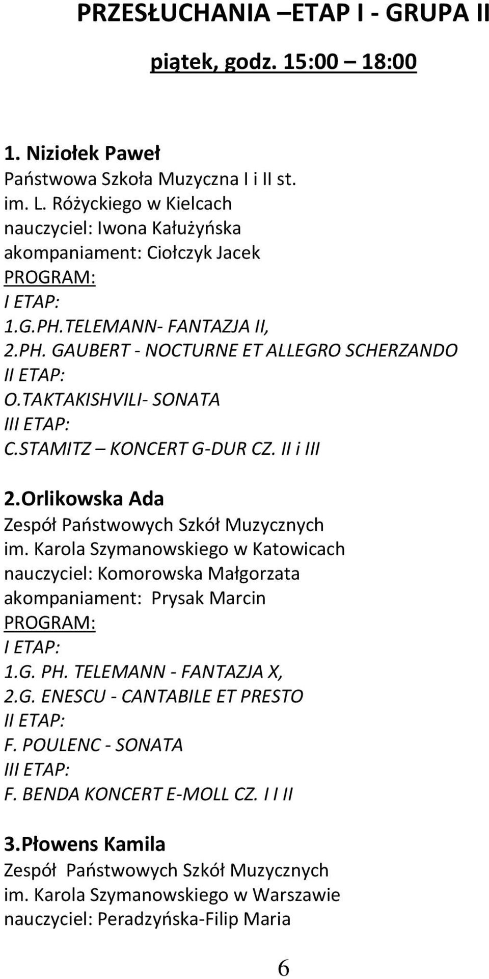 STAMITZ KONCERT G-DUR CZ. II i III 2.Orlikowska Ada Zespół Państwowych Szkół Muzycznych im.