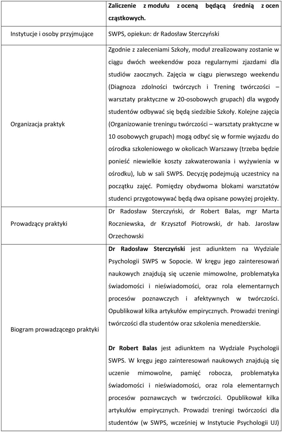 ciągu dwóch weekendów poza regularnymi zjazdami dla studiów zaocznych.