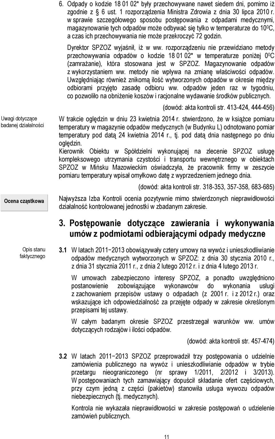 w sprawie szczegółowego sposobu postępowania z odpadami medycznymi, magazynowanie tych odpadów może odbywać się tylko w temperaturze do 10 0 C, a czas ich przechowywania nie może przekroczyć 72