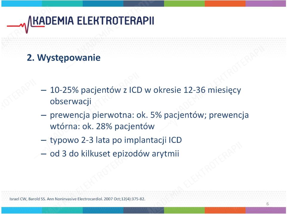 28% pacjentów typowo 2-3 lata po implantacji ICD od 3 do kilkuset epizodów