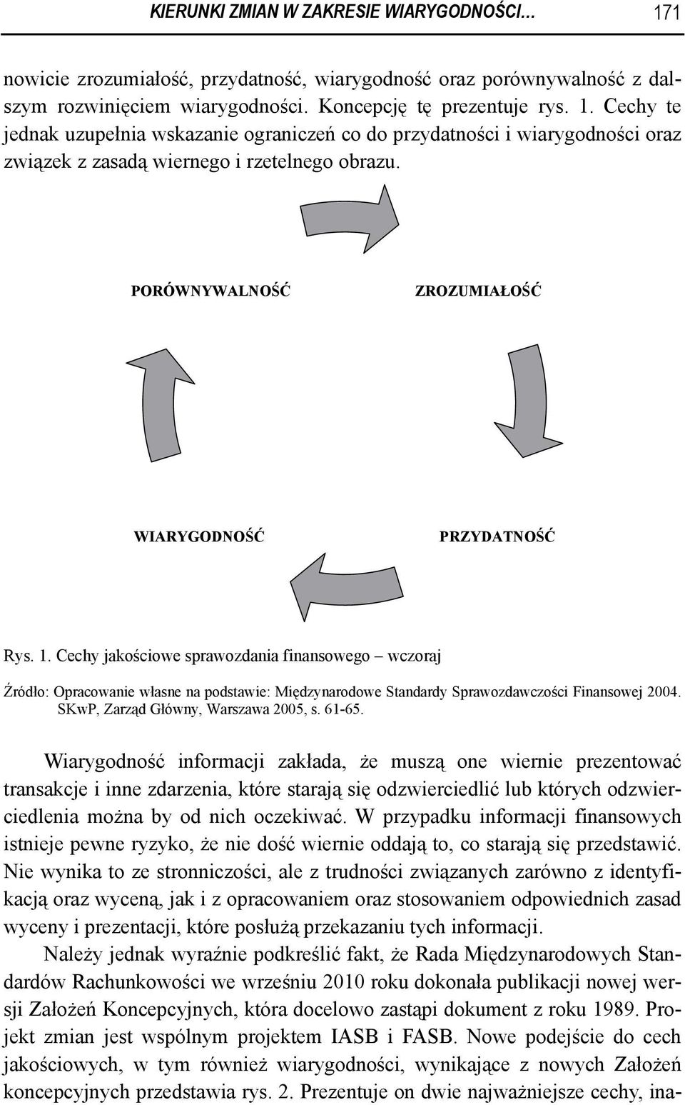 Cechy jakościowe sprawozdania finansowego wczoraj Źródło: Opracowanie własne na podstawie: Międzynarodowe Standardy Sprawozdawczości Finansowej 2004. SKwP, Zarząd Główny, Warszawa 2005, s. 61-65.