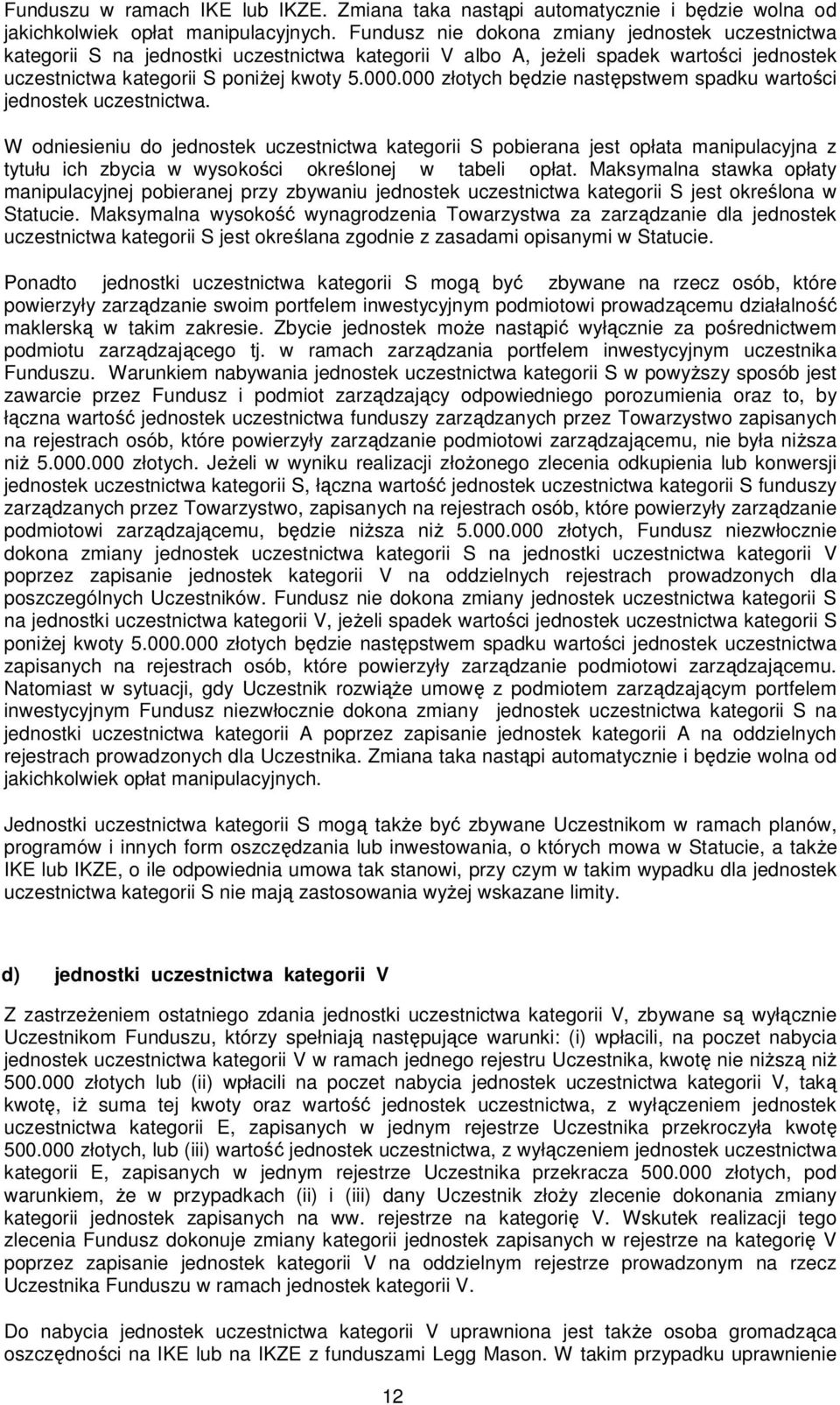 000 złotych będzie następstwem spadku wartości jednostek uczestnictwa.