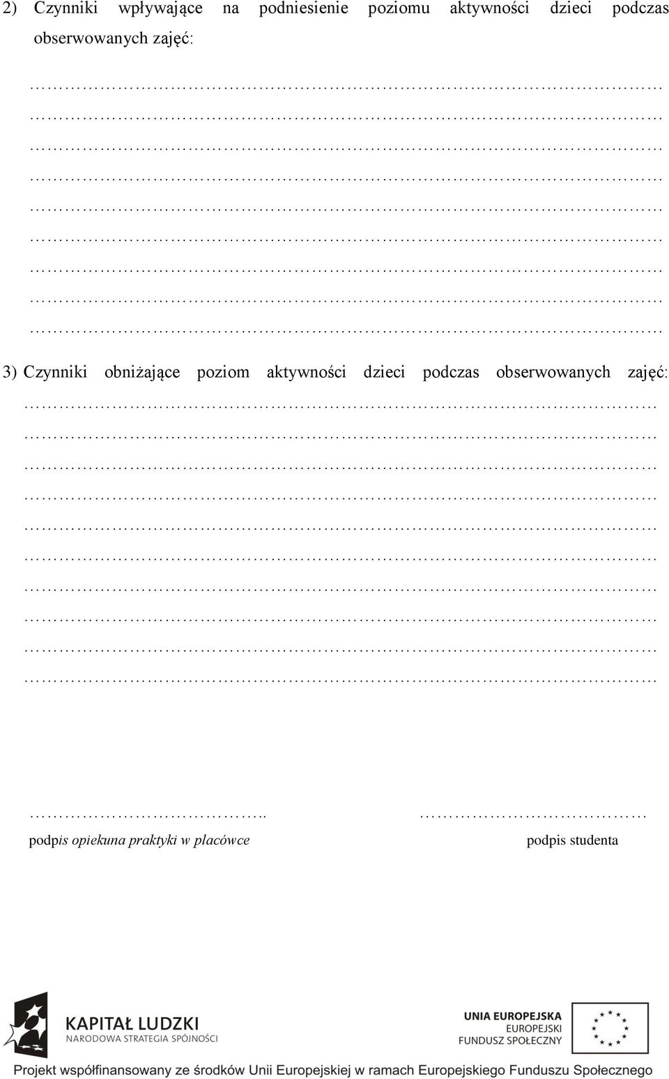 Czynniki obniżające poziom aktywności dzieci podczas