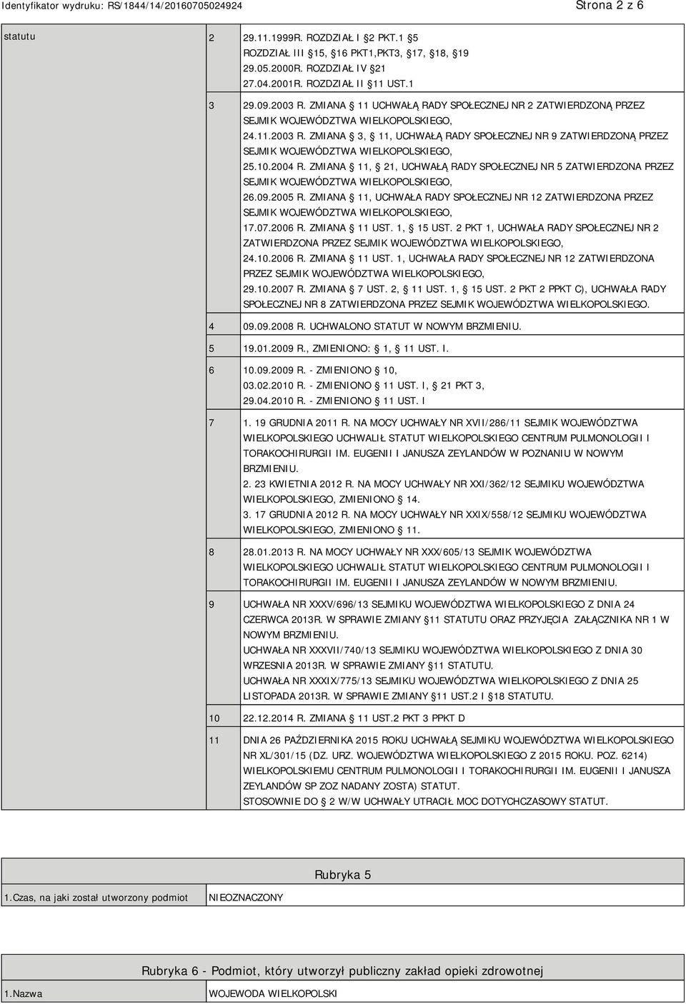 ZMIANA 11, 21, UCHWAŁĄ RADY SPOŁECZNEJ NR 5 ZATWIERDZONA PRZEZ 26.09.2005 R. ZMIANA 11, UCHWAŁA RADY SPOŁECZNEJ NR 12 ZATWIERDZONA PRZEZ 17.07.2006 R. ZMIANA 11 UST. 1, 15 UST.
