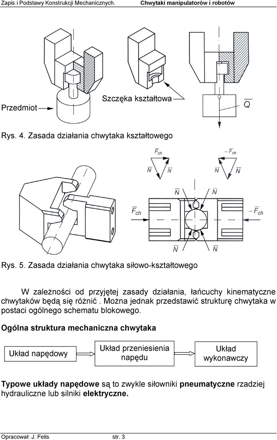 różnić. Można jednak przedstawić strukturę chwytaka w postaci ogólnego schematu blokowego.