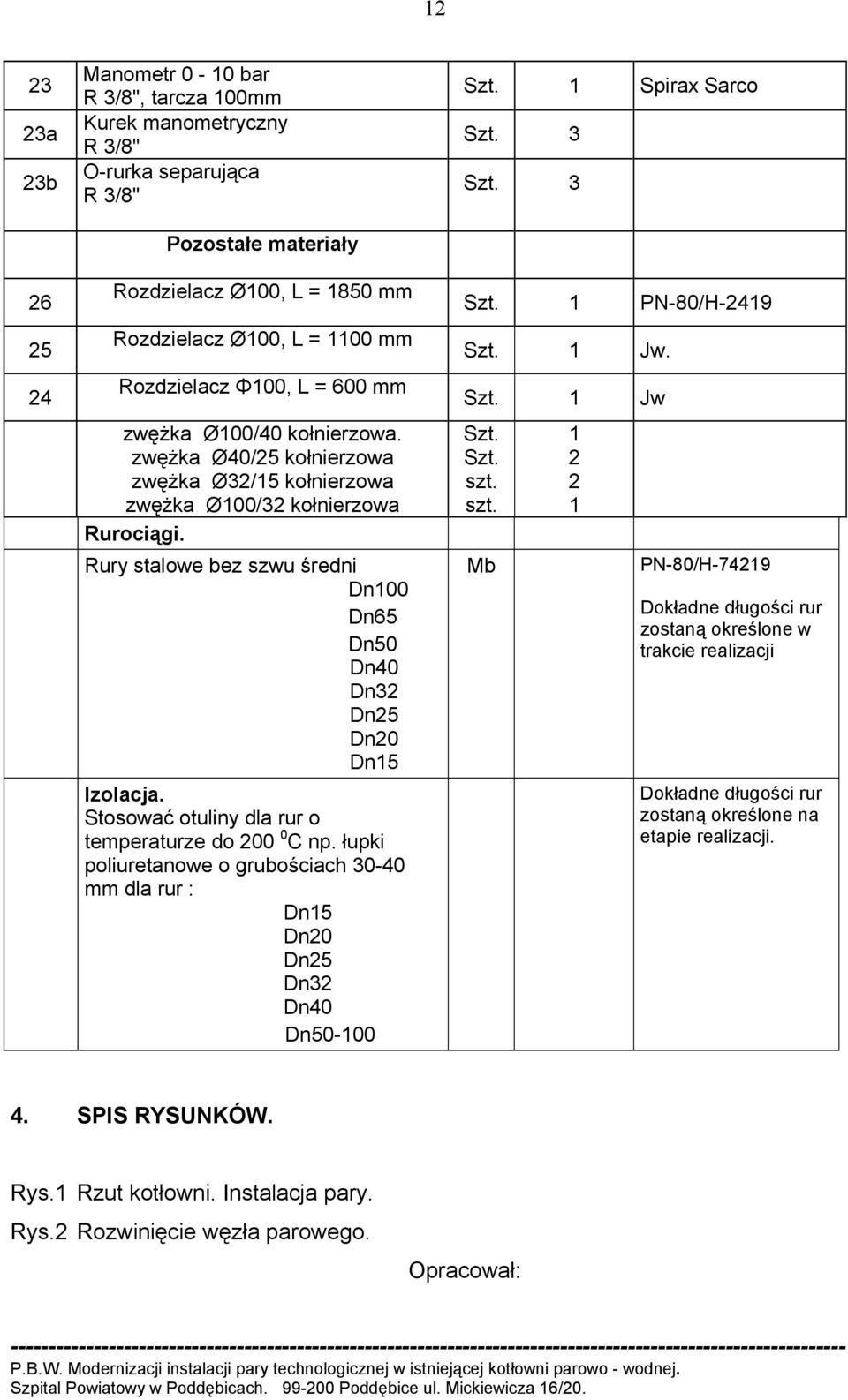 Rury stalowe bez szwu średni Dn100 Dn65 Dn50 Dn40 Dn32 Dn25 Dn20 Dn15 Izolacja. Stosować otuliny dla rur o temperaturze do 200 0 C np.