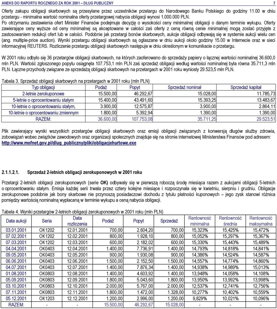 Po otrzymaniu zestawienia ofert Minister Finansów podejmuje decyzję o wysokości ceny minimalnej obligacji o danym terminie wykupu.