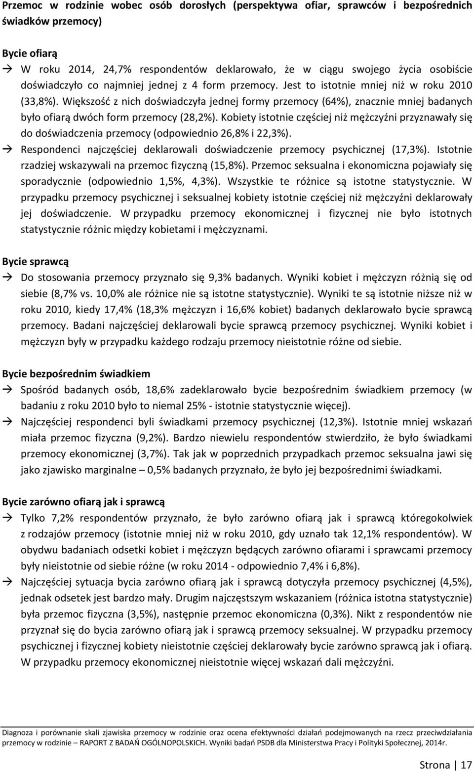 Większość z nich doświadczyła jednej formy przemocy (64%), znacznie mniej badanych było ofiarą dwóch form przemocy (28,2%).