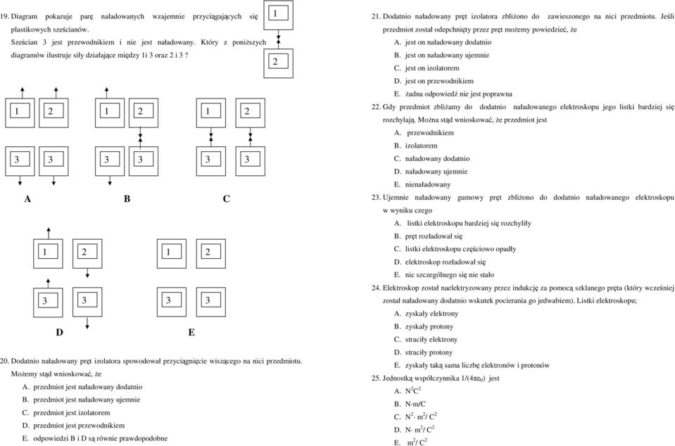 MoŜemy stąd wnioskować, Ŝe A. przedmiot jest naładowany dodatnio B. przedmiot jest naładowany ujemnie C. przedmiot jest izolatorem D. przedmiot jest przewodnikiem E.