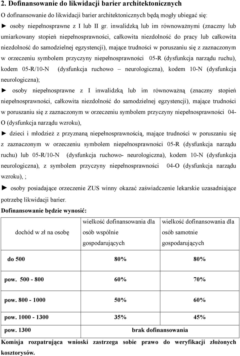 neurologiczna); osoby niepełnosprawne z I inwalidzką lub im równoważną (znaczny stopień niepełnosprawności, całkowita niezdolność do samodzielnej egzystencji), mające trudności w poruszaniu się z