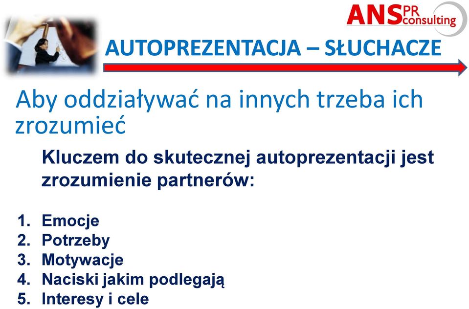 autoprezentacji jest zrozumienie partnerów: 1.