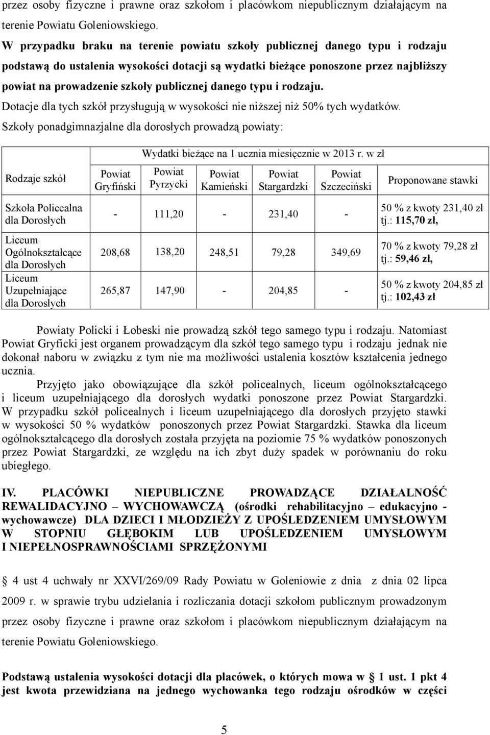 publicznej danego typu i rodzaju. Dotacje dla tych szkół przysługują w wysokości nie niższej niż 50% tych wydatków.