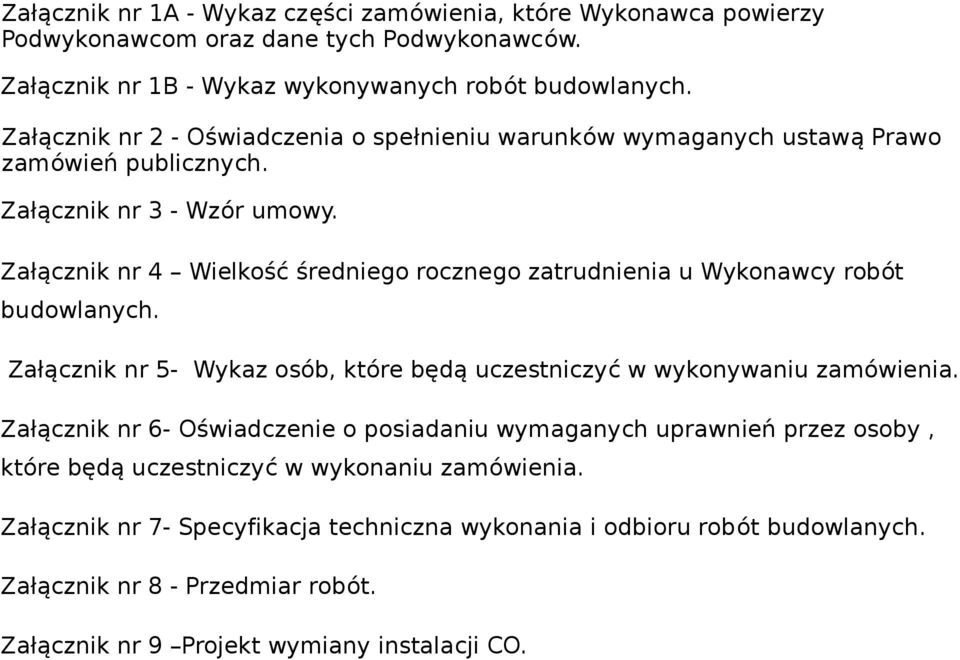 Załącznik nr 4 Wielkość średniego rocznego zatrudnienia u Wykonawcy robót budowlanych. Załącznik nr 5- Wykaz osób, które będą uczestniczyć w wykonywaniu zamówienia.