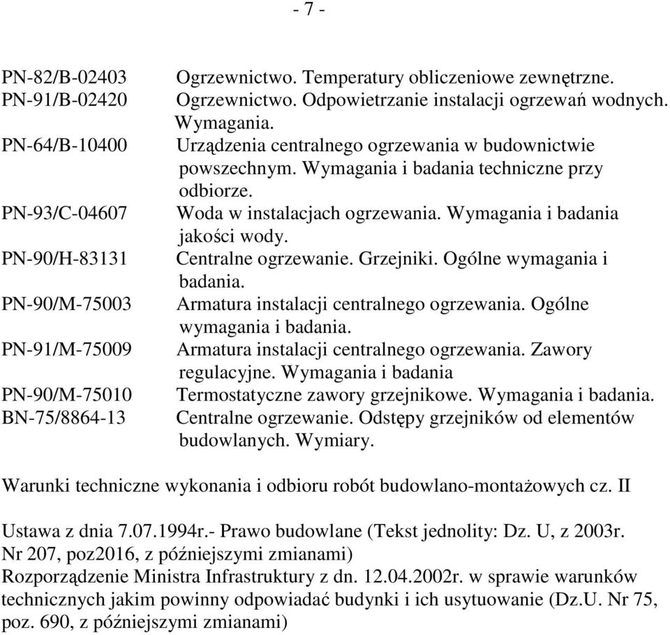 Centralne ogrzewanie. Grzejniki. Ogólne wymagania i badania. Armatura instalacji centralnego ogrzewania. Ogólne wymagania i badania. Armatura instalacji centralnego ogrzewania. Zawory regulacyjne.