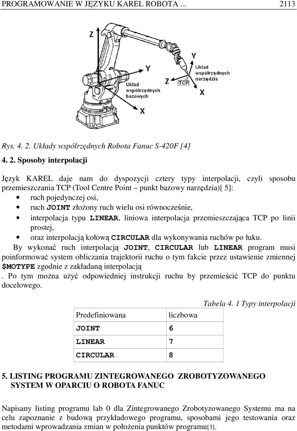 Układy współrzędnych Robota Fanuc S-420F [4] 4. 2.