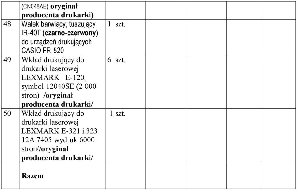 drukarki laserowej LEXMARK E-120, symbol 12040SE (2 000 stron) /oryginał 50 Wkład