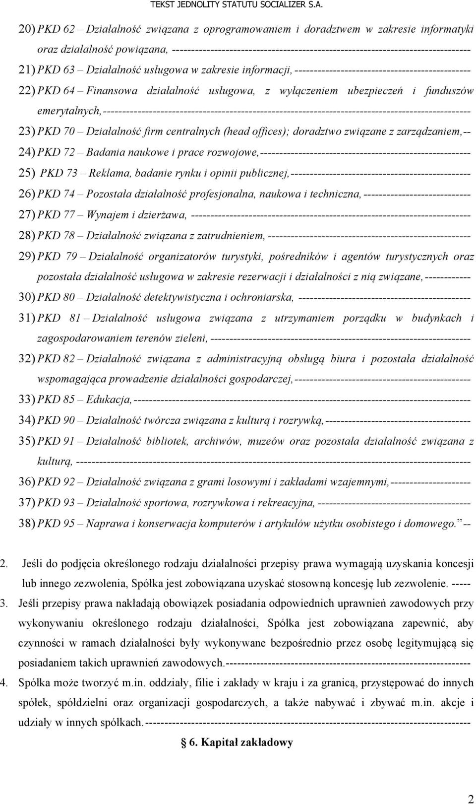 ------------------------------------------------------------------------------------------------ 23) PKD 70 Działalność firm centralnych (head offices); doradztwo związane z zarządzaniem, -- 24) PKD