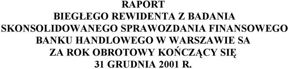 FINANSOWEGO BANKU HANDLOWEGO W