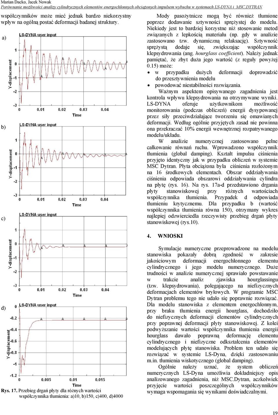 gdy w analizie zastosowano tzw. dynamiczną relaksację). Sztywność sprężystą dodaje się, zwiększając współczynnik klepsydrowania (ang. hourglass coefficient).