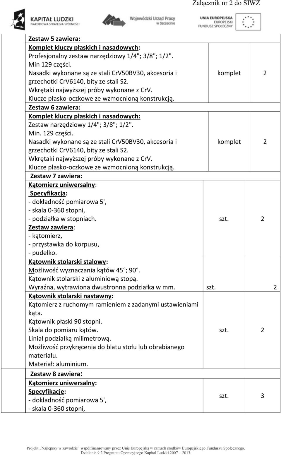 Zestaw 6 zawiera: Komplet kluczy płaskich i nasadowych: Zestaw narzędziowy 1/4"; 3/8"; 1/2". Min. 129 części.