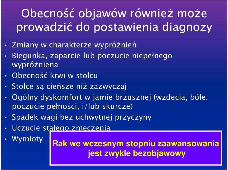 Ogólny dyskomfort w jamie brzusznej (wzdęcia, bóle, poczucie pełności, i/lub skurcze) Spadek wagi bez