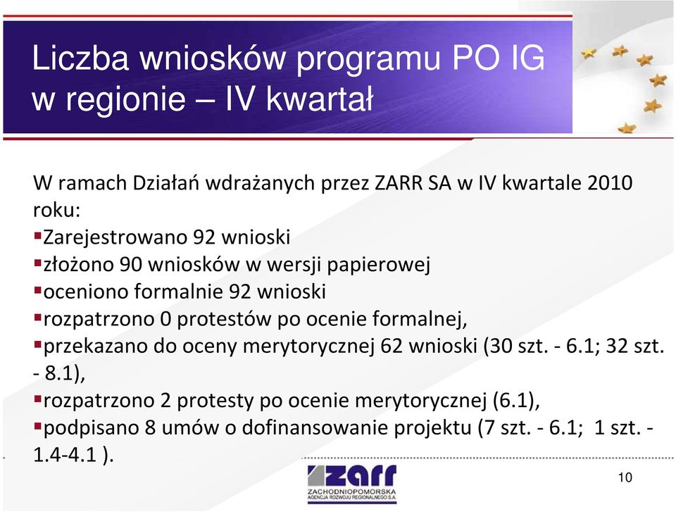 protestów po ocenie formalnej, przekazano do oceny merytorycznej 62 wnioski (30 szt. -6.1; 32 szt. -8.