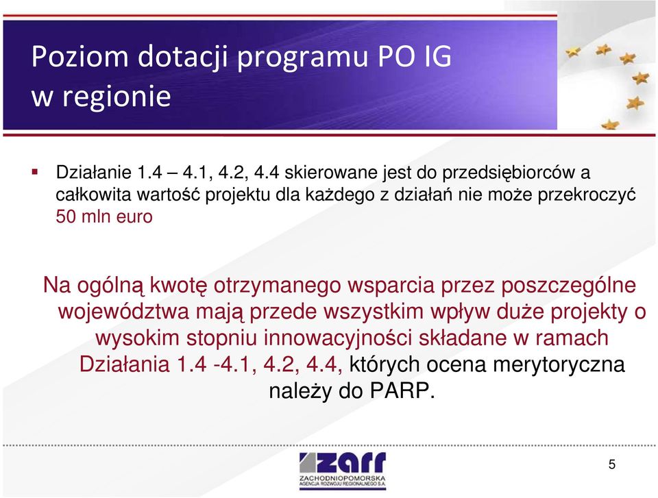 przekroczyć 50 mln euro Na ogólną kwotę otrzymanego wsparcia przez poszczególne województwa mają przede